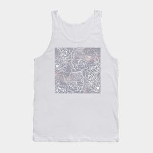 Carnation Outline Pattern in Neutral Blue Tank Top